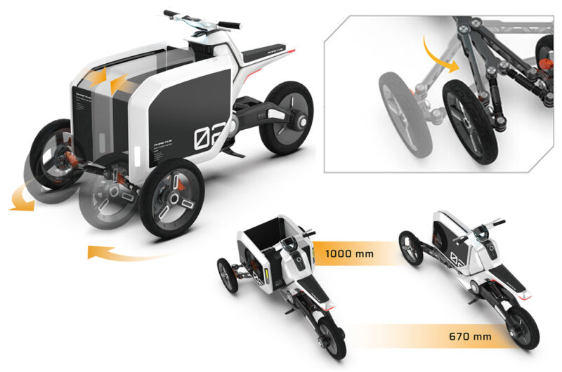 台湾の工業デザイナーの提案する折りたたみ式電動3輪カーゴバイク「RHAETUS」のデザインコンセプトが超絶イケてる！